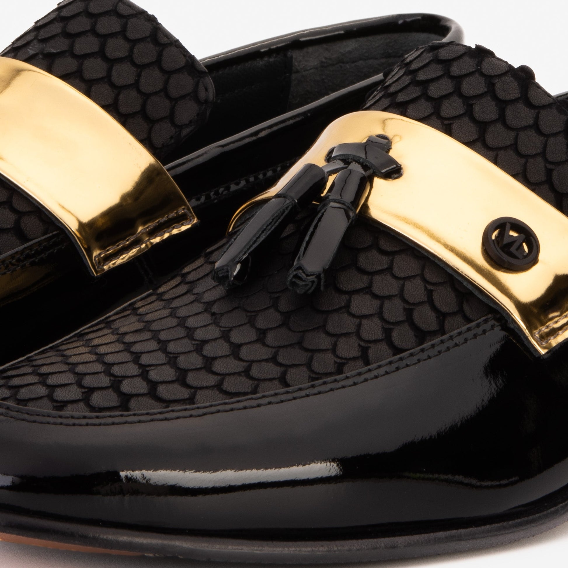 The Imperial Black & Gold Leather Men Dress Shoe – TS Custom Suits