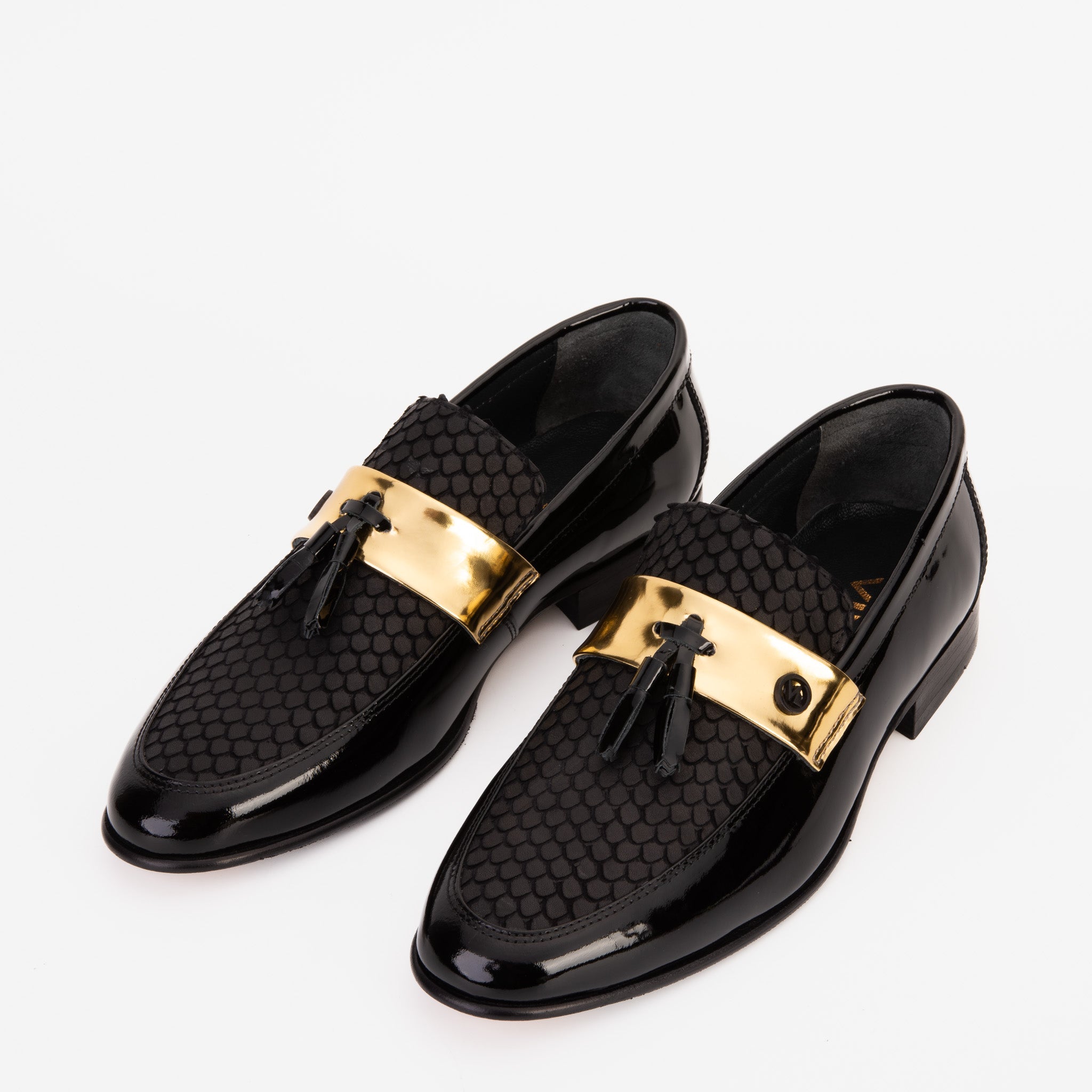 The Imperial Black & Gold Leather Men Dress Shoe – TS Custom Suits
