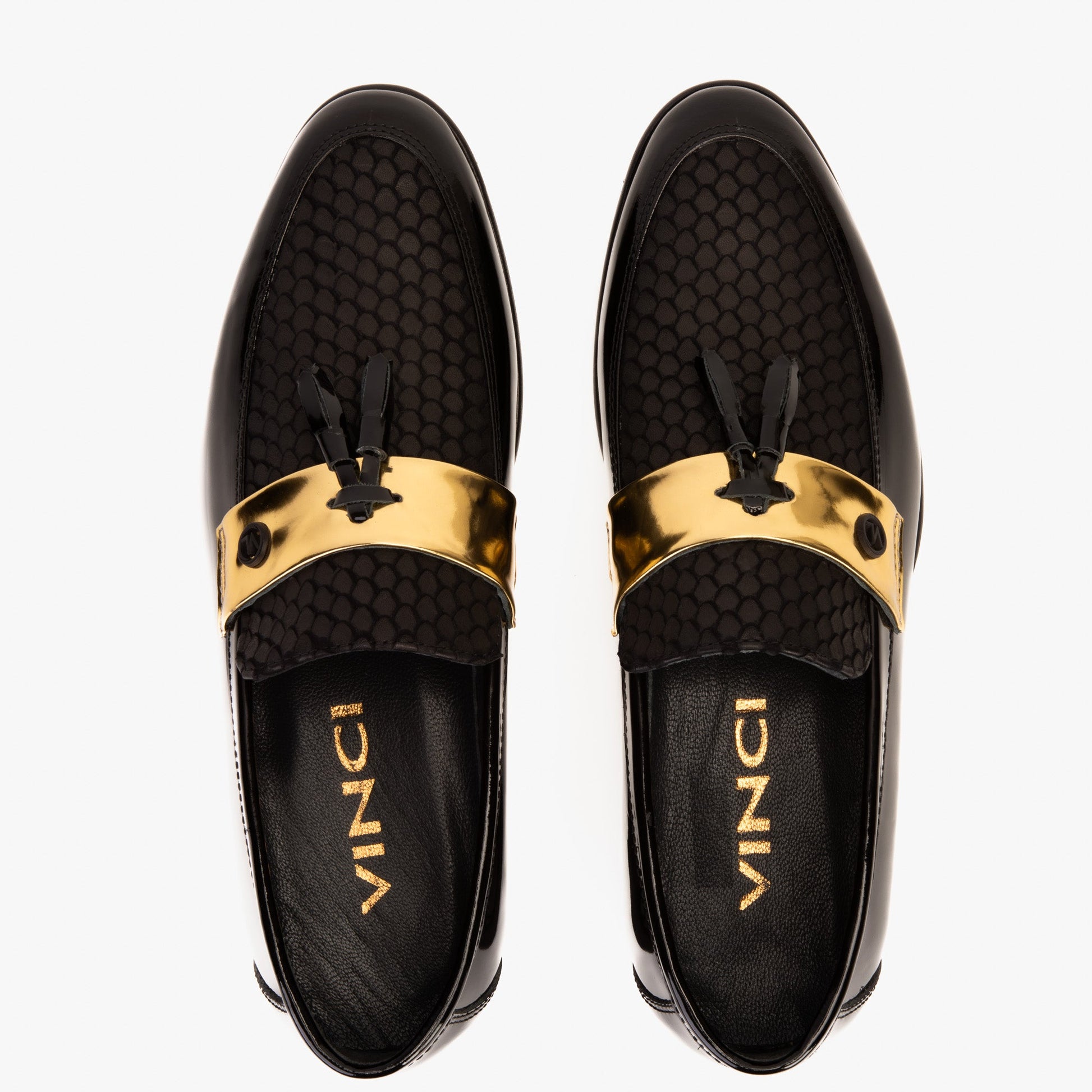 The Imperial Black & Gold Leather Men Dress Shoe – TS Custom Suits