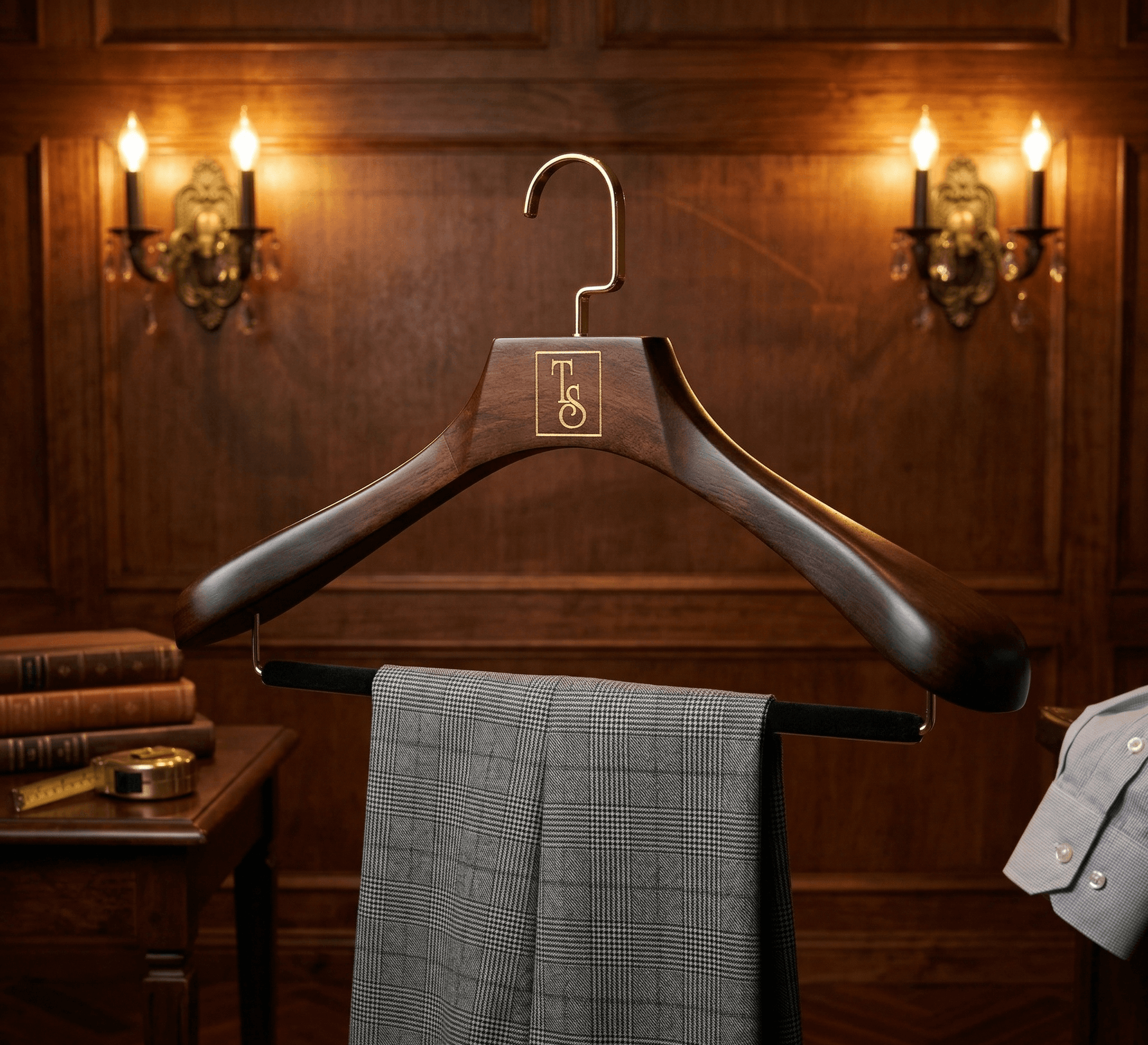 The Master Tailor Luxury Suit Hanger Premium Wood Velvet Bar TS the-master-tailor-luxury-suit-hanger-premium-wood-velvet-bar-ts