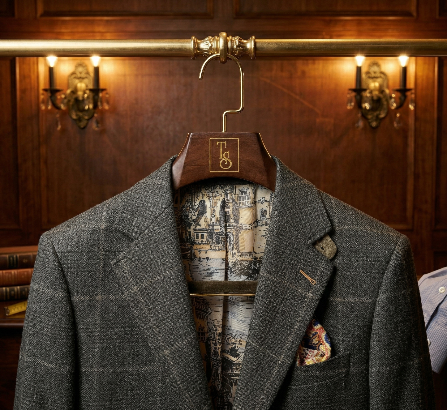 The Master Tailor Luxury Suit Hanger - Premium Wood & Velvet Bar