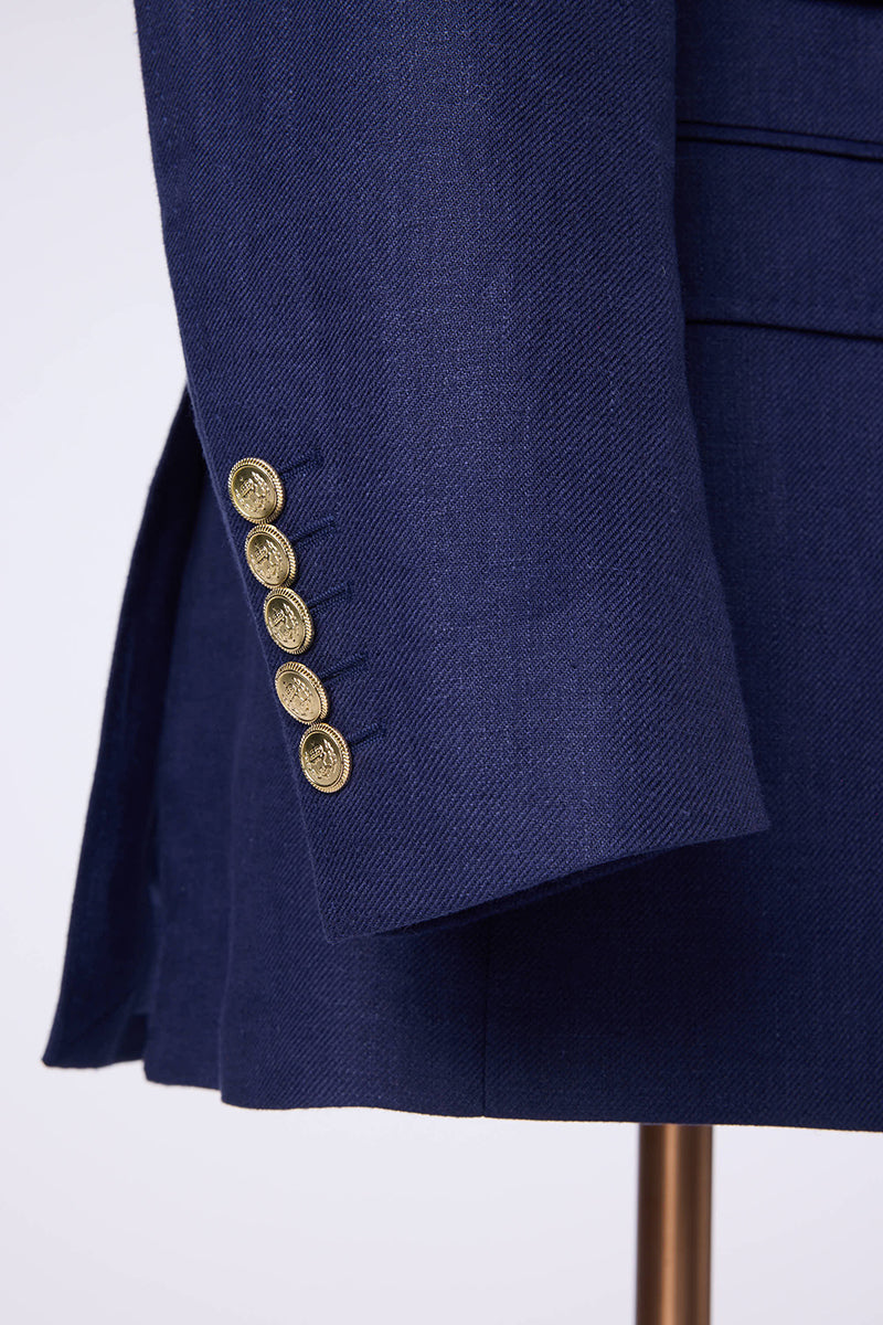 The Coastal Regent Double-Breasted Linen Sport Coat | Navy Linen Sport Coat