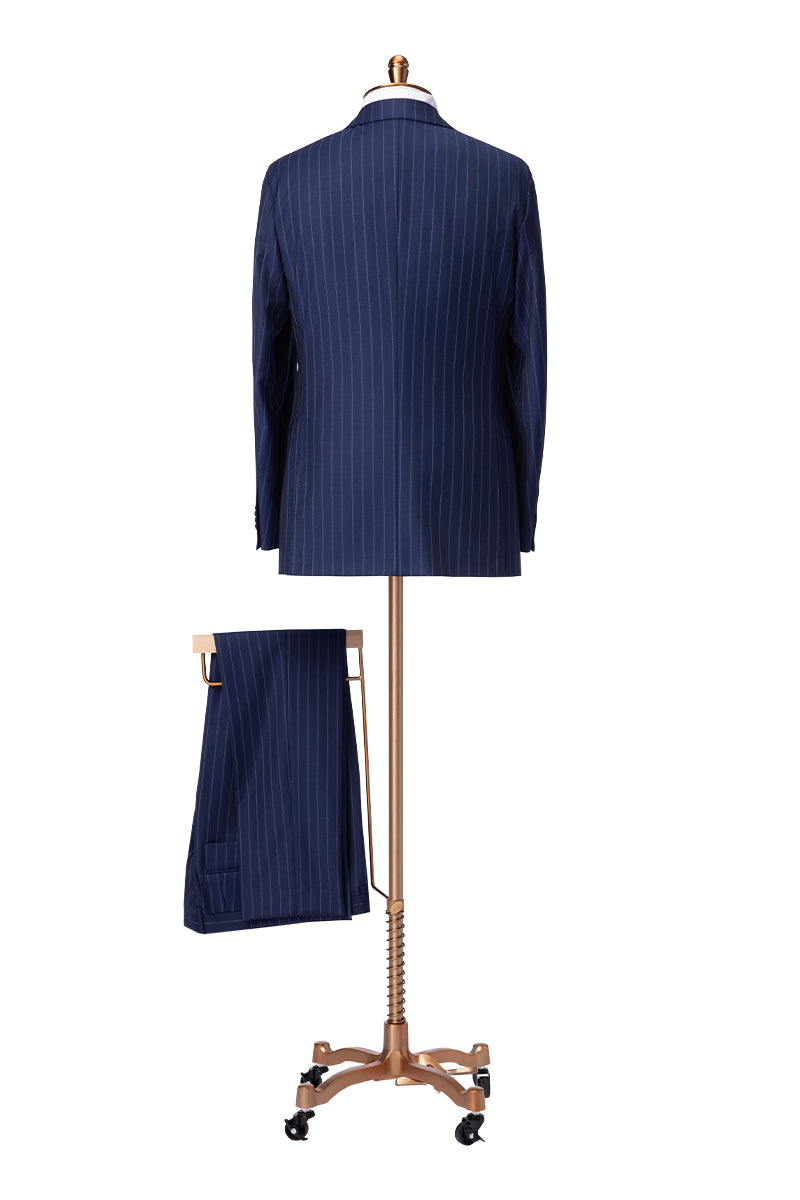 The Boardroom Pinstripe Double-Breasted Suit | Navy Blue Suit