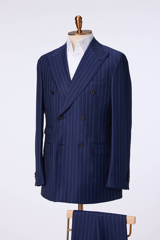The Boardroom Pinstripe Double-Breasted Suit | Navy Blue Suit