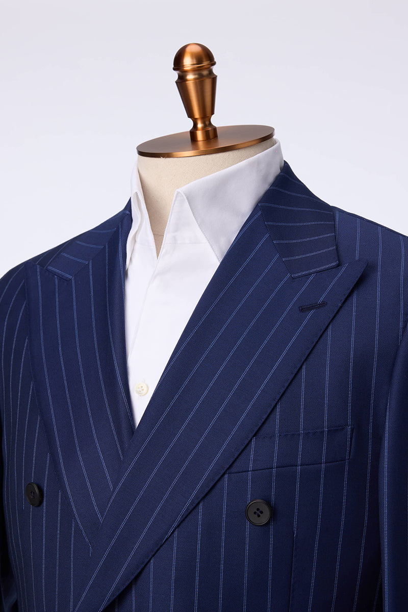 The Boardroom Pinstripe Double-Breasted Suit | Navy Blue Suit