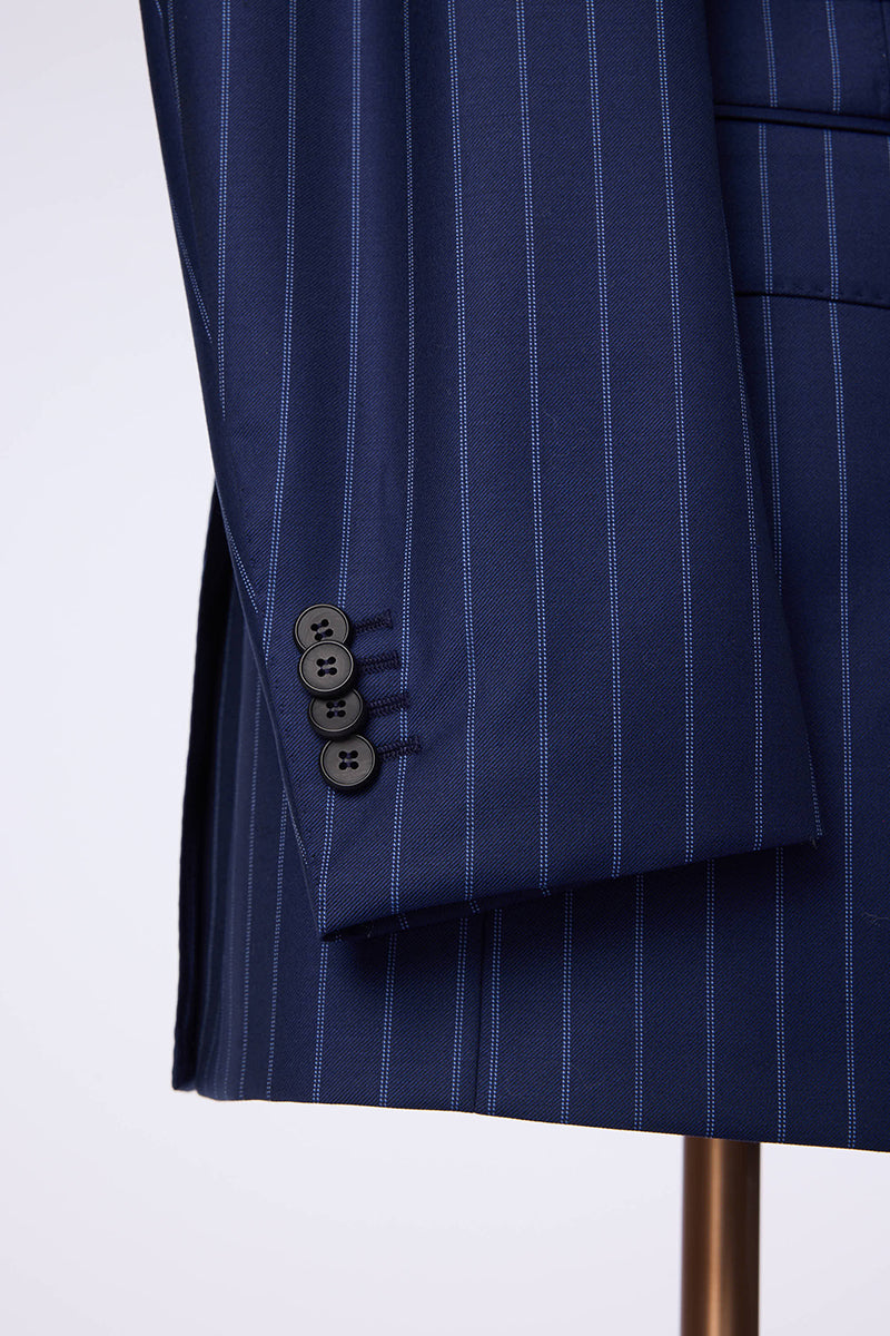 The Boardroom Pinstripe Double-Breasted Suit | Navy Blue Suit