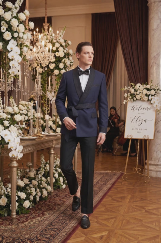 The Midnight Admiral Tuxedo | Navy and Black Double Breasted Tuxedo