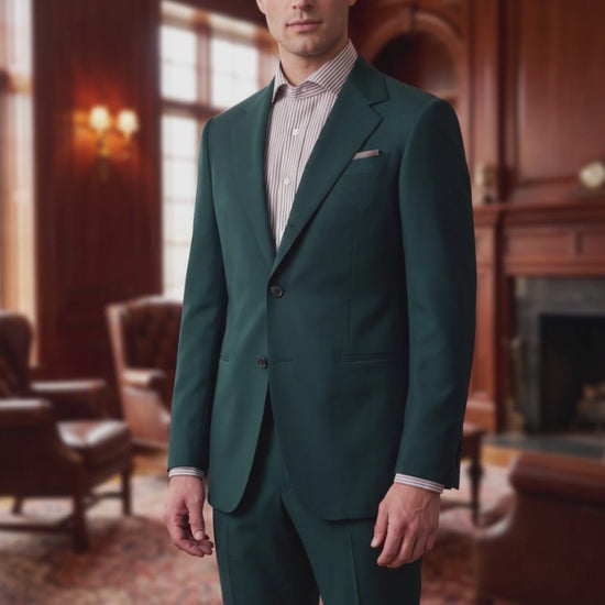 green suit in office setting