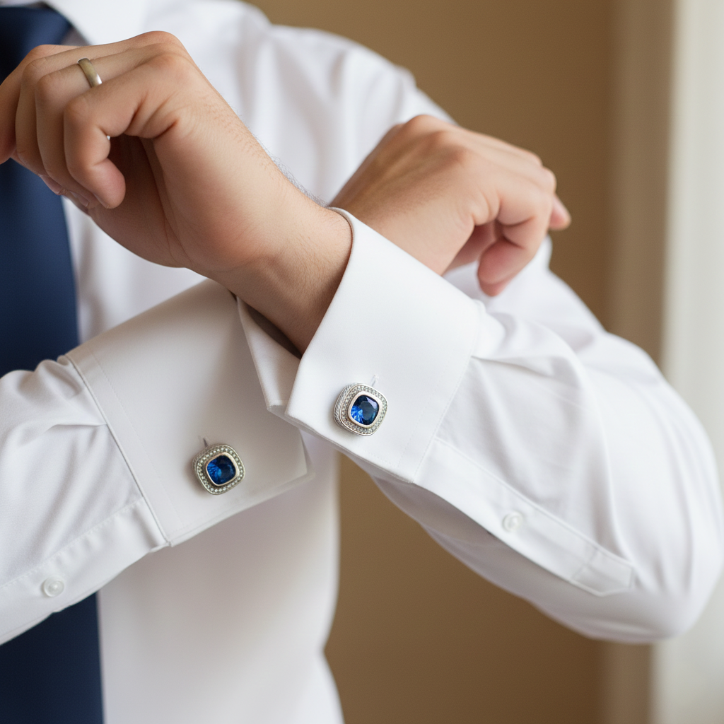 The Sapphire Sovereign Crystal Halo Cufflinks