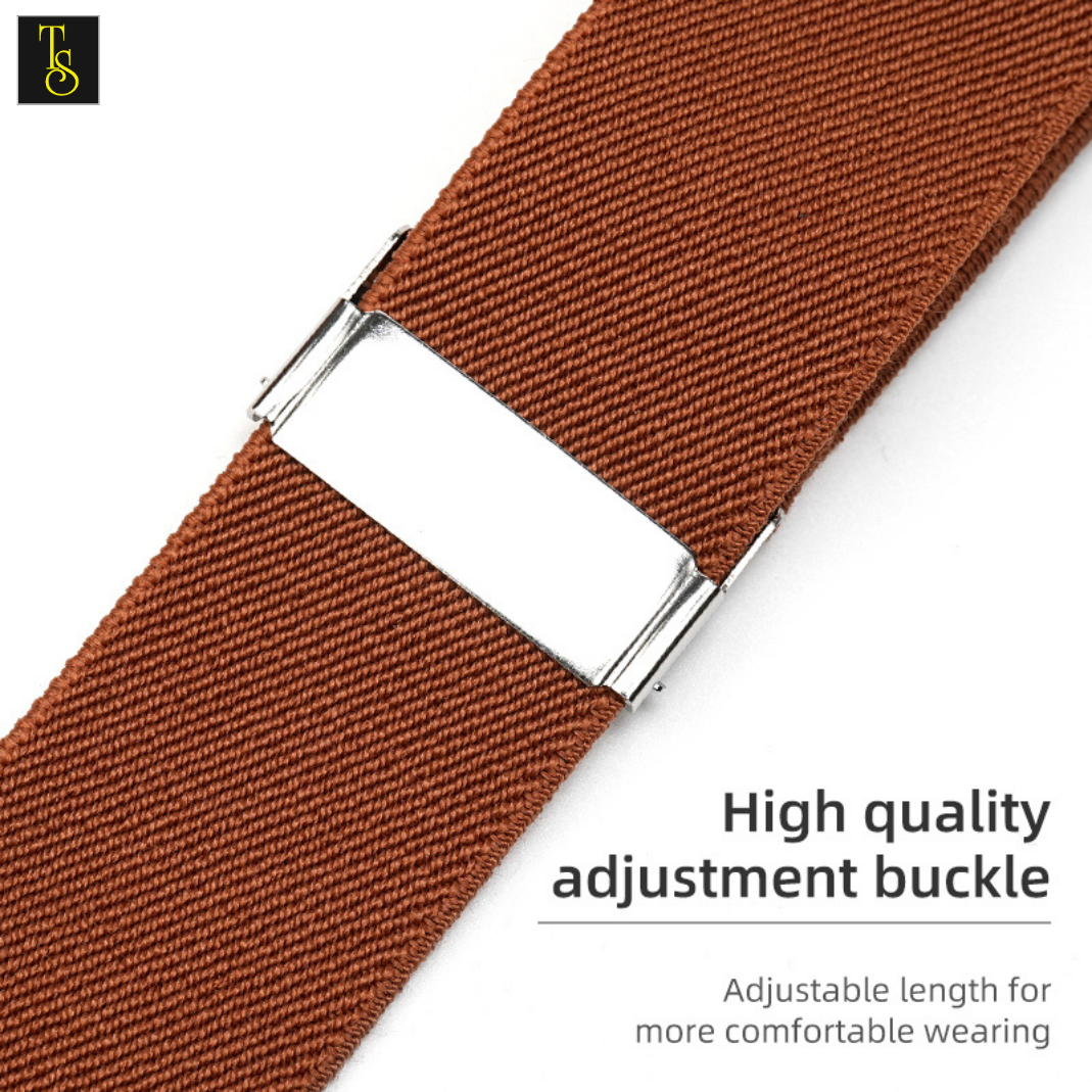Brown watch strap with silver adjustment buckle on a white background