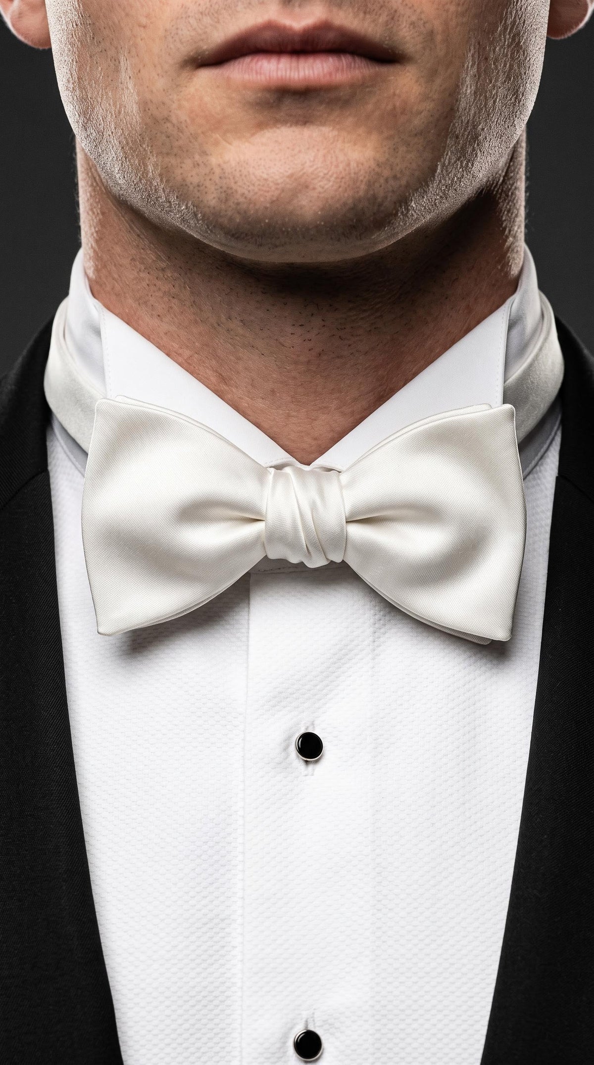 The Ambassador Silk Bow Tie | White Self-Tie Bow Tie