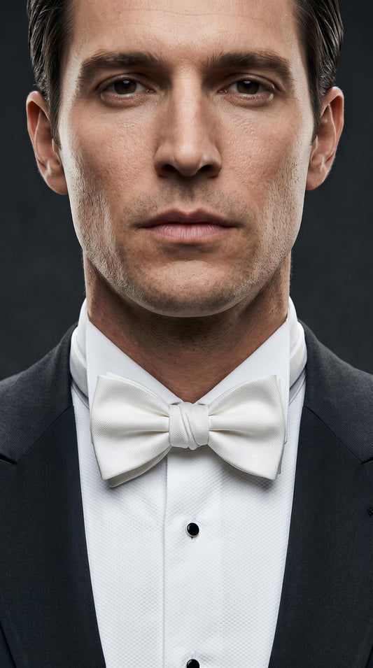 The Ambassador Silk Bow Tie | White Self-Tie Bow Tie